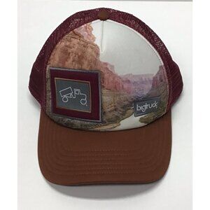 Big Truck Hat Cap Snapback Trucker Landscape MultiColor Outdoor Mountains Brown
